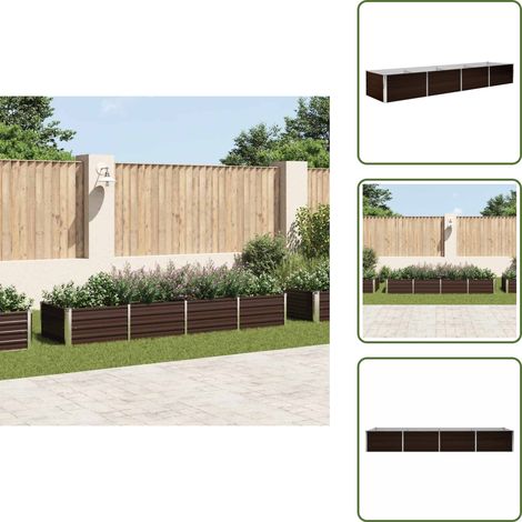 Garten-Hochbeet Braun 320 x 80 x 45 cm Verzinkter Stahl - Gartenhochbeet - Metallhochbeet - Stahlteich - Balkonbepflanzung - Terrasse Bepflanzung (1/5)