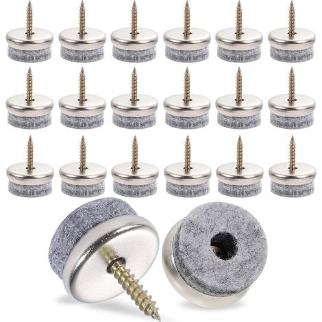 40 Patins Chaise à Visser en Feutre 28 mm Gris, Protection Sol (1/5)