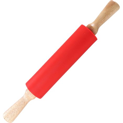 Rouleau À Pâtisserie En Silicone - Surface Antiadhésive - Poignées En Bois - Pour Pâte À Pizza Et Pâtisserie - 1 Pièce (1/5)