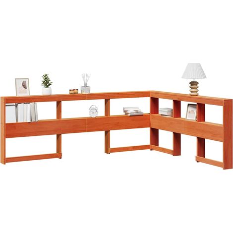 Bookcase Headboard L-Shaped Wax Brown 140 cm Solid Wood Pine vidaXL (1/5)