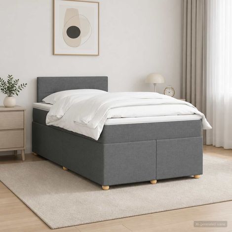 vidaXL Cama box spring con colchón Gris oscuro 120 x 190 cm Tela (1/5)