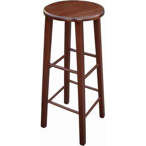 Hocker mit runder Sitzhöhe 80 cm in dunkler Walnussfarbe mit geradem Bein (1/4)