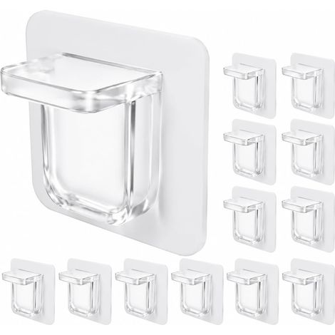 Lot de 18 Supports d'étagères Autocollants, 7 x 7 cm Supports Muraux Adhésifs Charge Maximale 15 kg, Fixation Étagère Sans Percer, pour Étagères, Placard, Penderie, Meuble. (1/5)