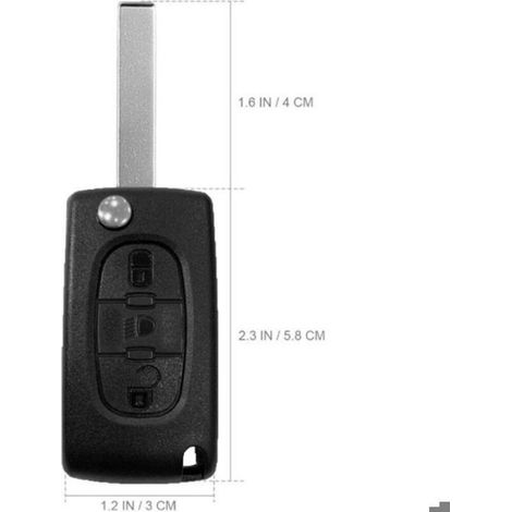Coque Clé - Compatible CE0523 - Pour Peugeot 207 307 308 5008 Et Citroën C2 C6 C8 - 3 Boutons Phare - 1 Pièce (1/4)