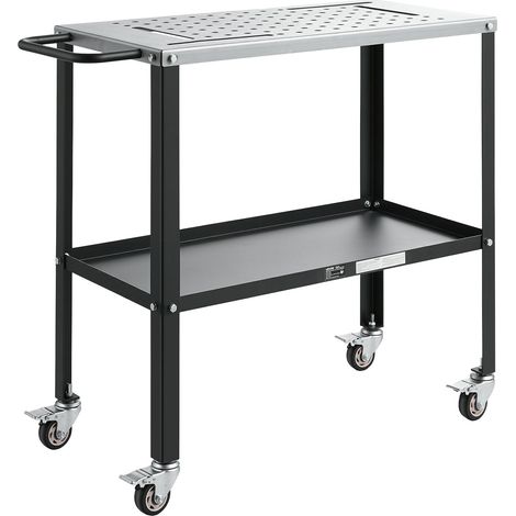 Table de Soudure Mobile 91,4x45,7 cm 544 kg Établi de Soudage Perforé pour Atelier Garage, Réparations, en Acier, avec 4 Roulettes Verrouillables, 4 Emplacements à Outils, Trous Fixation 16 mm (1/5)