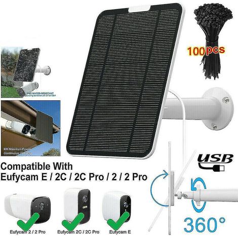 Panneaux solaires 4 W pour Eufy Eufycam Cam E/2c/e/2 Pro avec support mural et câble d'alimentation de 4 m. (1/4)
