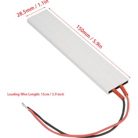 Plaque chauffante PTC boîtier aluminium thermostatique 150x28.5mm 24V 70°C (1/5)
