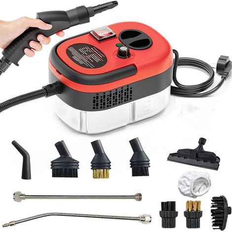 Limpiador a vapor de 2500 W, limpiador de alfombras a vapor con tanque de agua de 1200 ml, calentamiento rápido en 15 segundos, vapor de alta temperatura de 105 ℃, máquina de limpieza a vapor portátil