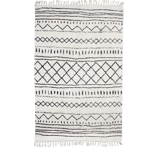 BERBERE ETHNO - Tapis en coton motifs ethniques écru naturel 130x190 (1/6)