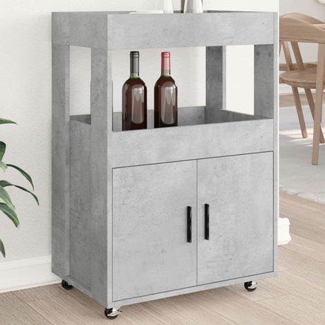 Chariot de bar, desserte de cuisine en bois d’ingénierie gris béton 60 x 39,5 x 89 cm - PANGIVO (1/5)