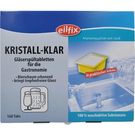 Comprimés nettoyants pour verres, Tablettes dégraissantes pour verrerie, Nettoyant cristal clair pour restauration et gastronomie professionnelle - Brillance sans traces ni gouttes