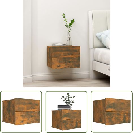 The Living Store Nachttisch Räuchereiche 40x30x30 cm Holzwerkstoff - Nachtisch - Nachttisch - Holzwerkstoff - Wohnzimmer Deko - Möbel (1/5)