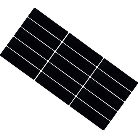 15 marches d'escalier en polyester, découpables, antidérapantes, souples, auto-adhésives, à rayures noires et blanches. (1/5)