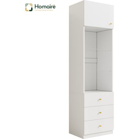 Aufbewahrungsschrank aus MDF und weißem Glas 50 x 40 x 180 cm HOMAIRE (1/5)