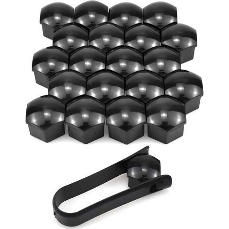 Cover Ecrou 19 mm,20 Parts 19mm Bolt Ecrou Cover,Cap Protection Hexagonal for nuts Of Wheel,black
