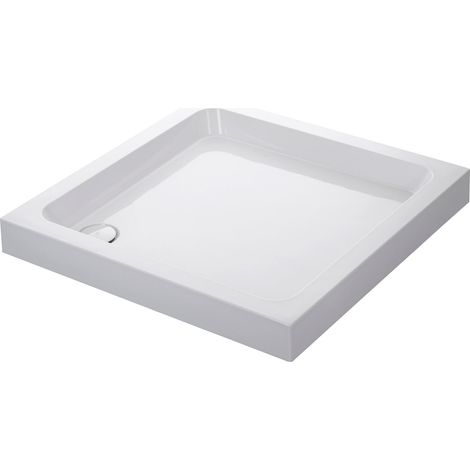 Mira Flight Shower Tray 760 x 760mm Square Deep Profile Stone Resin Waste (1/2)