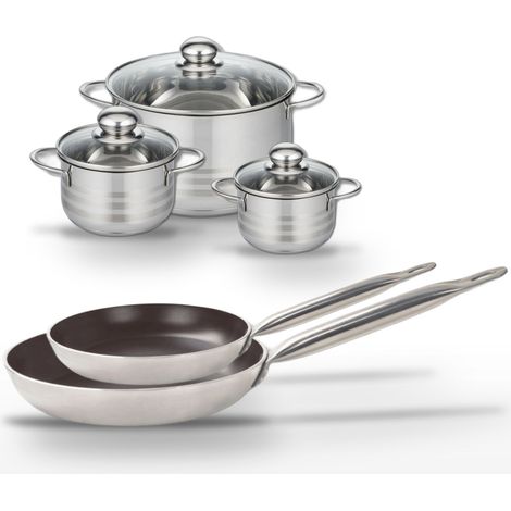 Lot 2 Poêles 24/28cm & 3 Faitouts 12/14/20cm Elo Bistro Line (1/5)