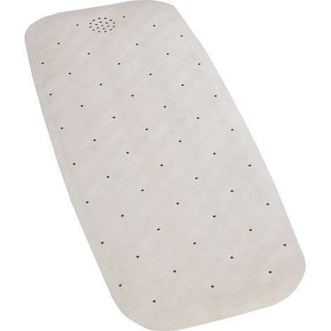 WENKO Tappetino da bagno antiscivolo naturale, tappetino in gomma per vasca da bagno di dimensioni standard, Gomma, 37x90 cm, beige