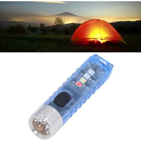 Multifunktionale und tragbare Schlüsselanhänger-Taschenlampe mit 10 Beleuchtungsmodi, 5 LEDs, weißem, rotem, blauem und violettem Licht, magnetischem Sockel, per Mini-USB wiederaufladbarer Schlüsselan (1/5)