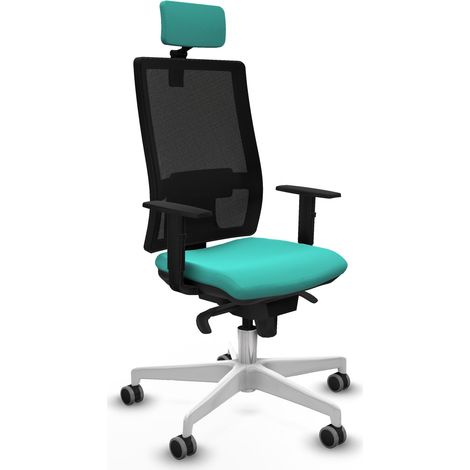 Horna sincro malla negra similpiel turquesa brazos 1D base blanca cabecero 2D ruedas 65mm engomadas (1/5)