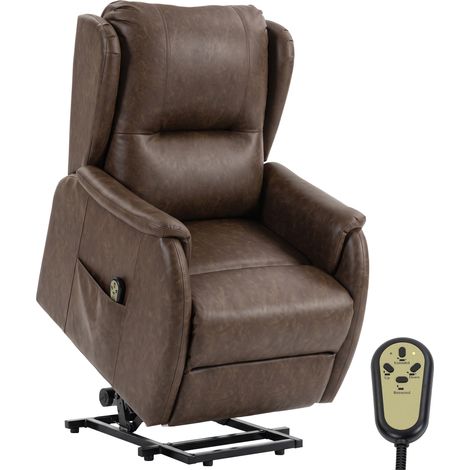 HOMCOM Power Lift Recliner Chair Dual Motor, with Remote Control, Brown (1/5)