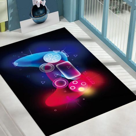 Tapis enfant moderne 120x80cm – Motifs 3D manette – Flanelle haute qualité – Tissu antidérapant et imperméable (1/3)