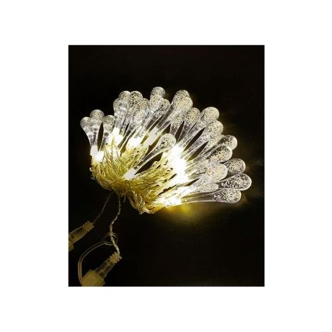 CATENA 30 LED BIANCO CALDO GOCCE PER ESTERNO LUNG.8M 3,6W 31V