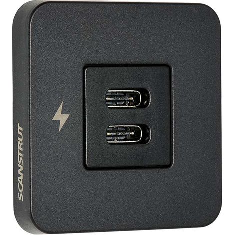 Scanstrut TILE - Toma de carga USB-C doble con embellecedor negro, para interiores , para autocaravana, camper (1/3)