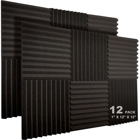 Lot de 12 panneaux acoustiques 30,5 x 30,5 x 2,5 cm – Mousse haute densité – Absorption sonore pour studios et bureaux – Résistants au feu (1/5)