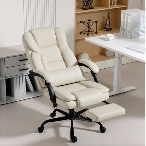 Silla de oficina reclinable beige 68x65x111-119 cm en polipiel – MEUBLIV (1/5)