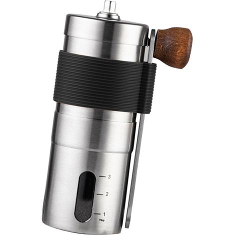 Moulin à café manuel, taille de mouture réglable, en acier inoxydable, pour usage domestique. (1/5)