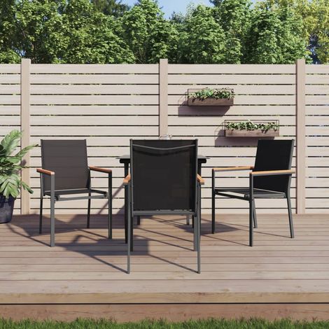 Ensemble Table et Chaise de Jardin Contemporain Ensemble à manger de jardin 5 pcs noir textilène et acier 32456 (1/5)