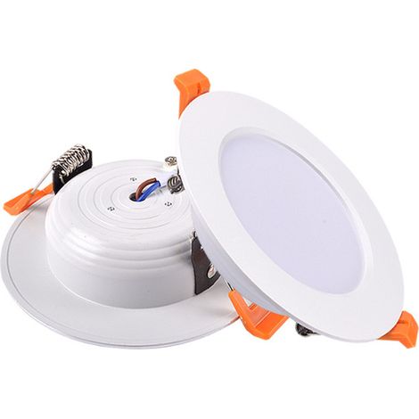 Lot de 5 spots encastrés pour plafond, LED 230 V 9 W, lumière chaude 3000 K, 600 lm, spots extra-plats pour salles de bains et cuisines. (1/4)