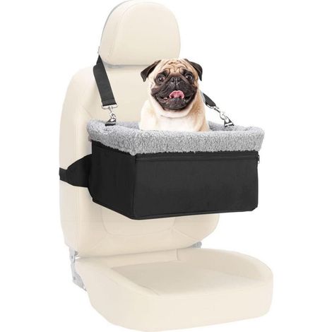 Hunde-Autositz Sitzerhöhung für kleine Hunde & Katzen bis 9kg, mit Metallrahmen, Schwarz-Grau (1/5)
