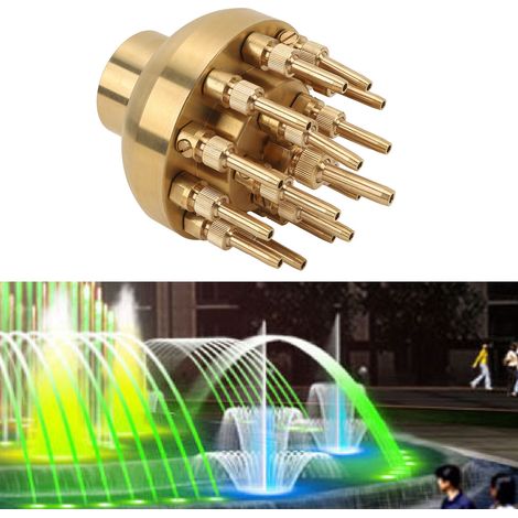 Tête de Sprinkler Fontaine en Cuivre G2 Inch DN50, Jet Triple Étage Modulable, Spray Fontaine pour Piscine Étang Jardins Landscaping (1/4)