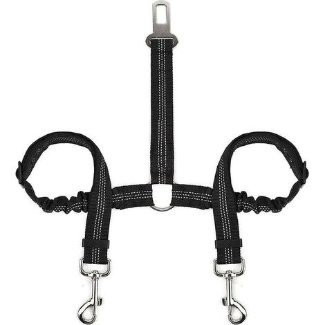 Filiyano-Ceinture de sécurité double pour chien, ceinture de sécurité double réglable pour animaux de compagnie avec élastique et bande