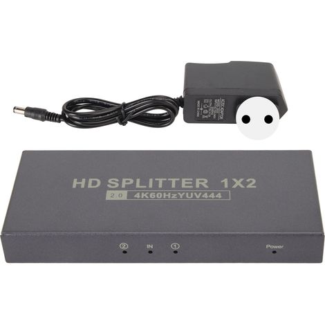 Répartiteur HDMI 2.0 1x2 compatible avec la résolution 4K 60 Hz, HDCP 2.2 18G, RGB 444, norme européenne (1/5)
