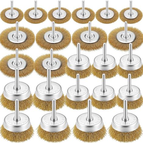 Lot de 24 brosses laiton pour perceuse, boisseau et plates ondulées (1/5)