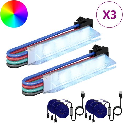 Bande LED 2 pcs Noir et Multicolore 1745 mm Cuivre et plastique