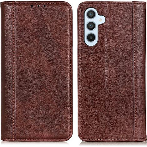 Funda tipo cartera para Samsung Galaxy A26, de piel color lichi, color marrón. (1/5)