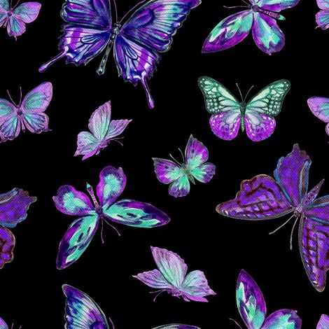 Telas decorativas para exteriores estilo oxford con estampado de mariposas moradas (1/5)