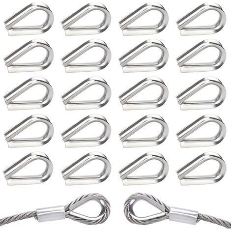 40 Pièces M5 Cosses de Câble Métallique en Acier Inoxydable 304 Cosse Coeur pour Cable Acier pour Câble Métallique 5mm (1/5)