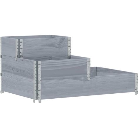 Jardinière bac lit surélevé plantes fleurs terrasse jardin à 3 niveaux 120 x 80 cm bois de pin massif gris
