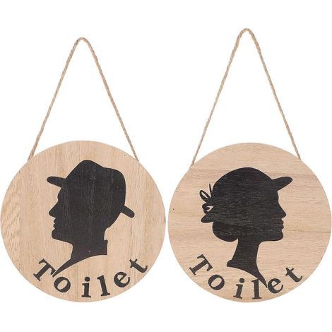 Lot de 2 panneaux de porte de toilettes en bois à suspendre-14.5x14.5cm (1/3)