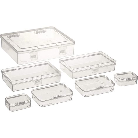 Lot de 7 Mini boîtes de Rangement rectangulaires vides en Plastique Transparent avec couvercles à charnière pour Petits Articles et Autres projets d'artisanat (1/5)