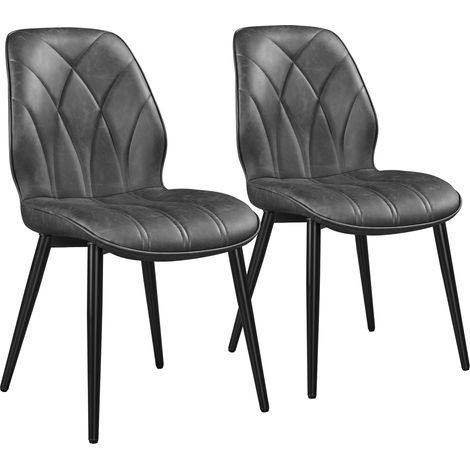 Yaheetech Set 2 Sedie Sala da Pranzo Moderne Imbottite in Ecopelle Eleganti con Schienale Ergonomico Gambe Telaio in Metallo Portata 136 kg Grigio (1/5)