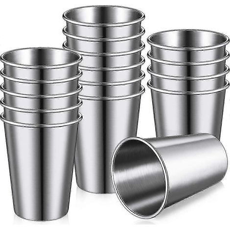 Lot de 16 gobelets isothermes en acier inoxydable - incassables, parfaits pour le camping, les voyages et les activités de plein air (350 ml) (1/5)