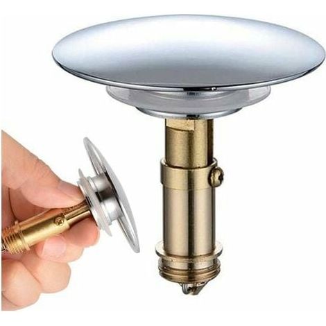 Brass Drain Plug Bathroom Sink Drain Plug 66mm Polished Brass Chrome Pop Click Clack for Bathroom Vanity Sink Replacement Screws Bathroom Bathtub (1/5)