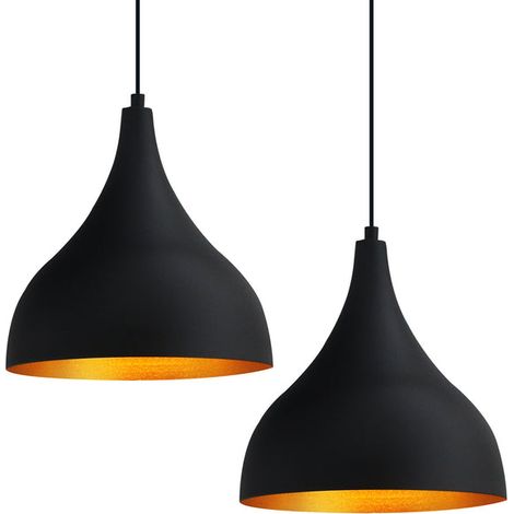 Lustre Double Long Noir à Suspension Simple Pour Salon, Cuisine, Café, Restaurant, Chambre D'enfant (1/4)
