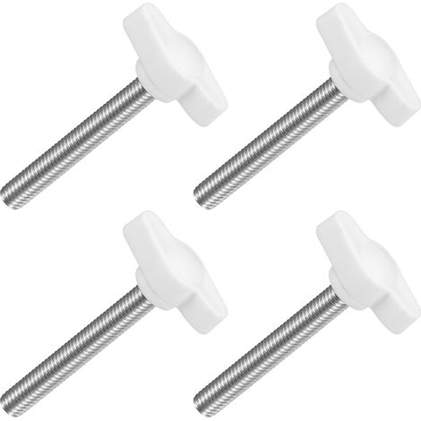4pcs Boutons à Ailettes en T, M6 x 45 Vis à Pouce Inox 304 Blanc (1/5)